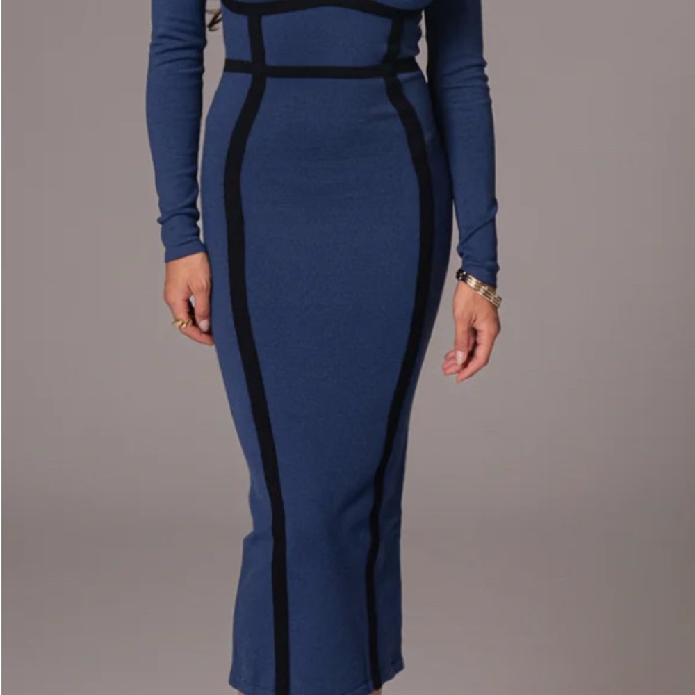 JLUXLABEL Navy and Black Pencil Skirt